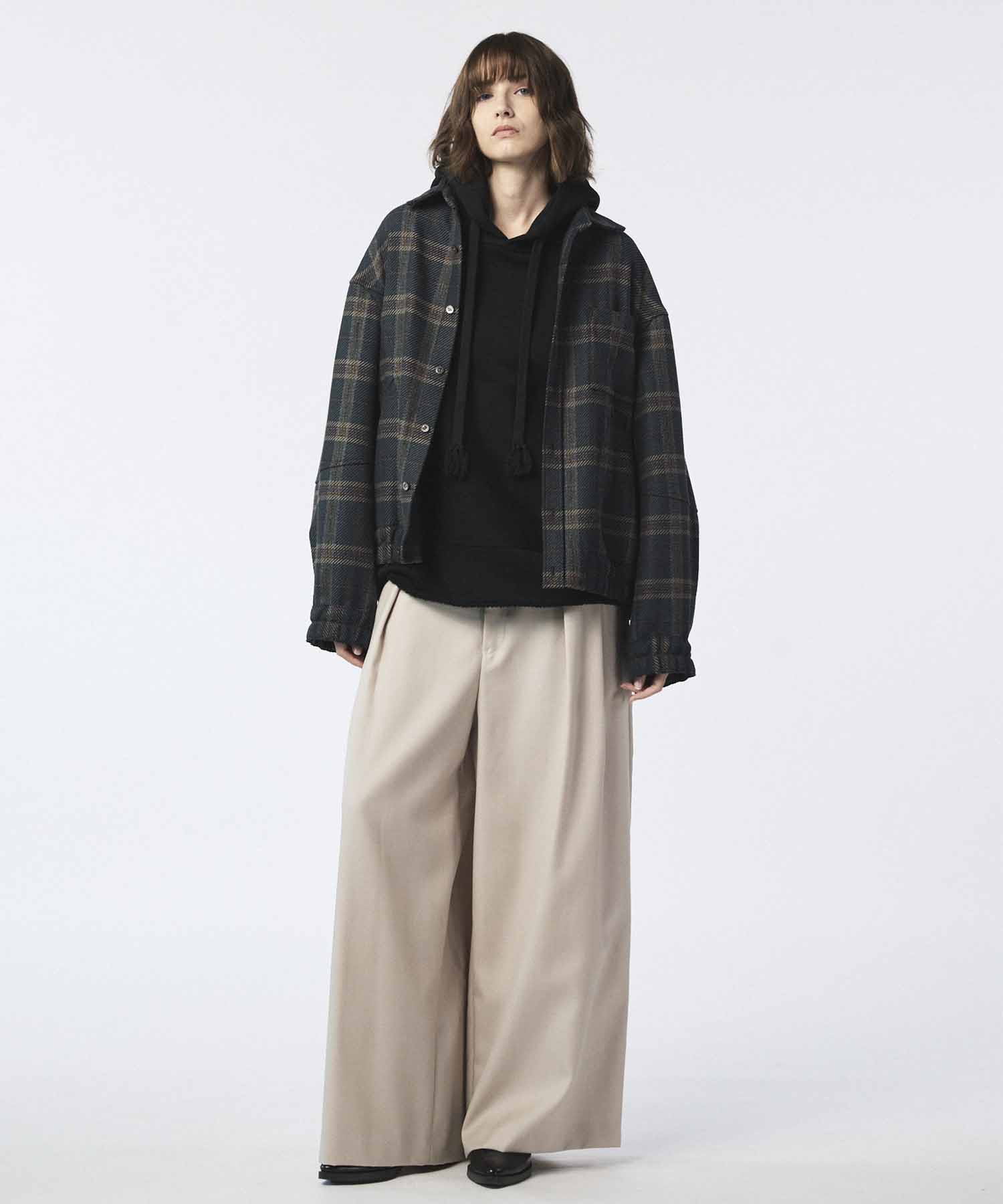 Italian Dead Stock Fabric】Prime-Over Curved Shirts Blouson