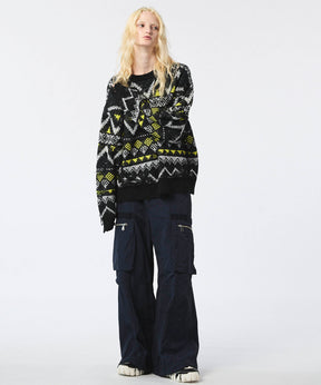 [25AW PRE-ORDER] Nordic Damage Jacquard Prime-Over Crew Neck Knit Pullover