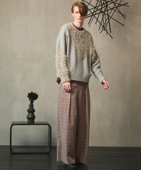 [25AW PRE-ORDER] Cable Shaggy Mix Prime-Over Crew Neck Knit Pullover