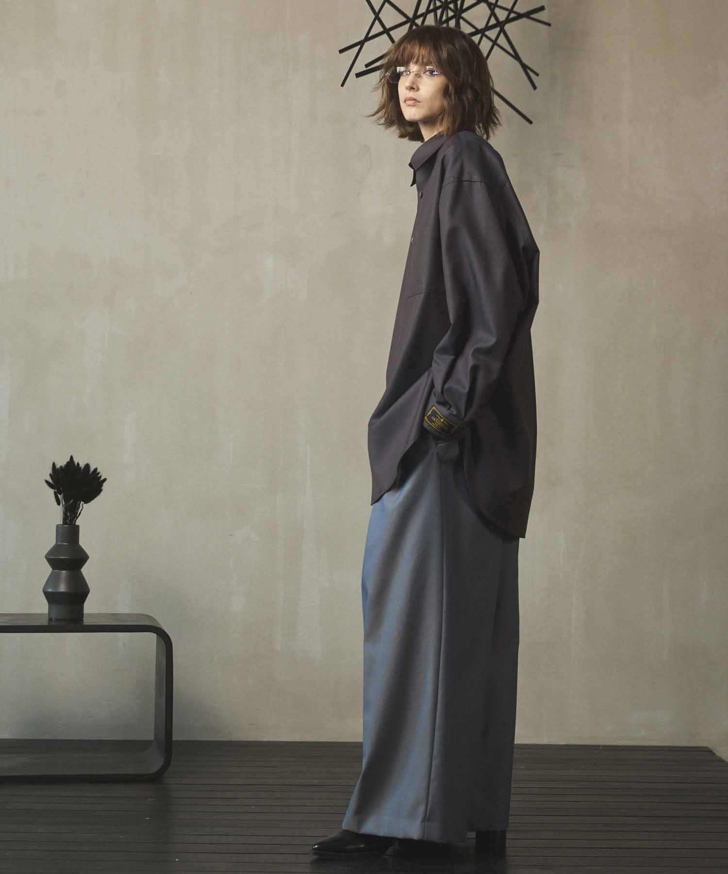 4 Colors Chambray Washable Wool Prime-Over Regular Collar Shirt Coat