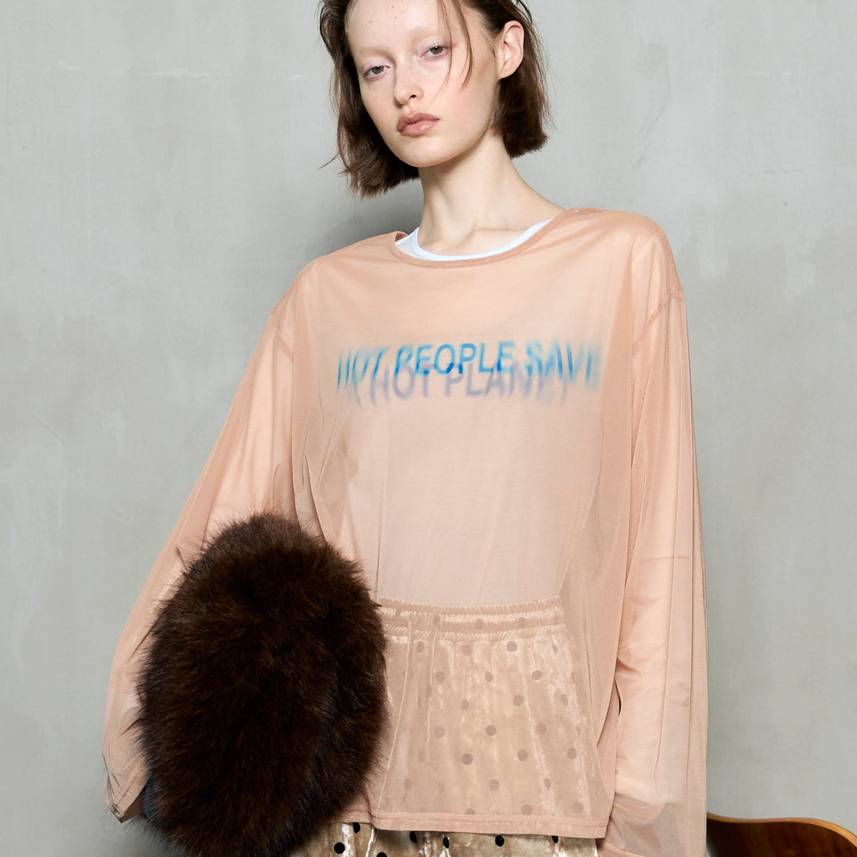 Sheer Layered Long Sleeve T-shirt