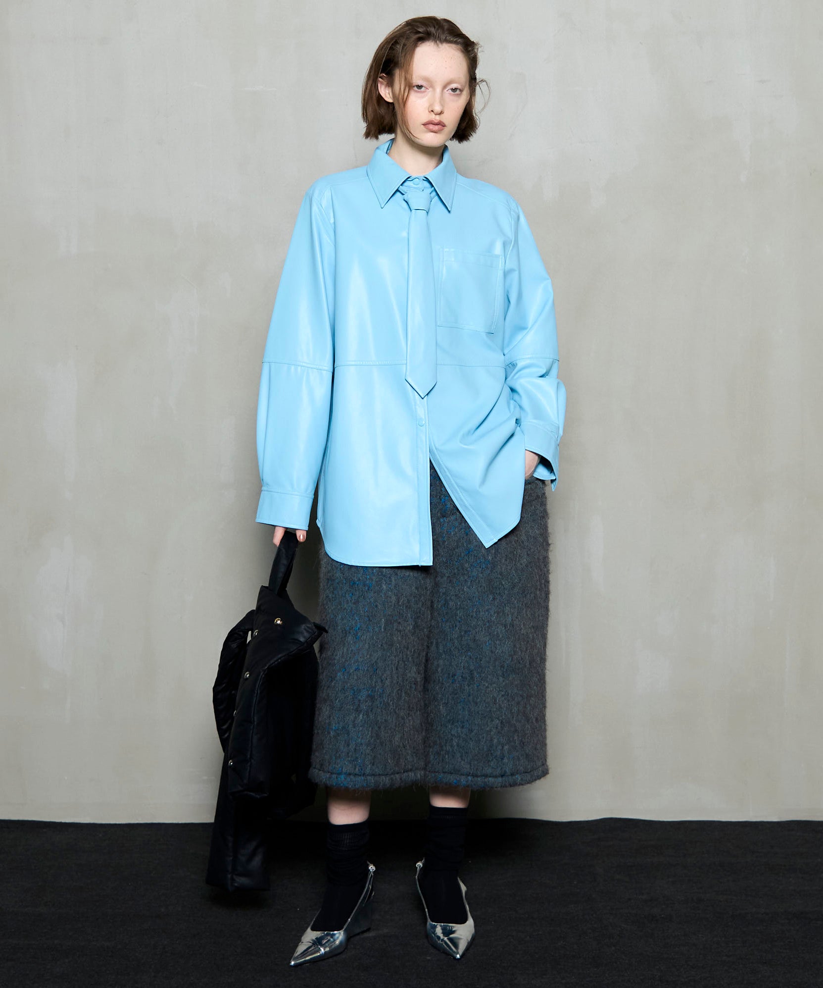 【25WINTER PRE-ORDER】Vegan Leather Tie Shirt