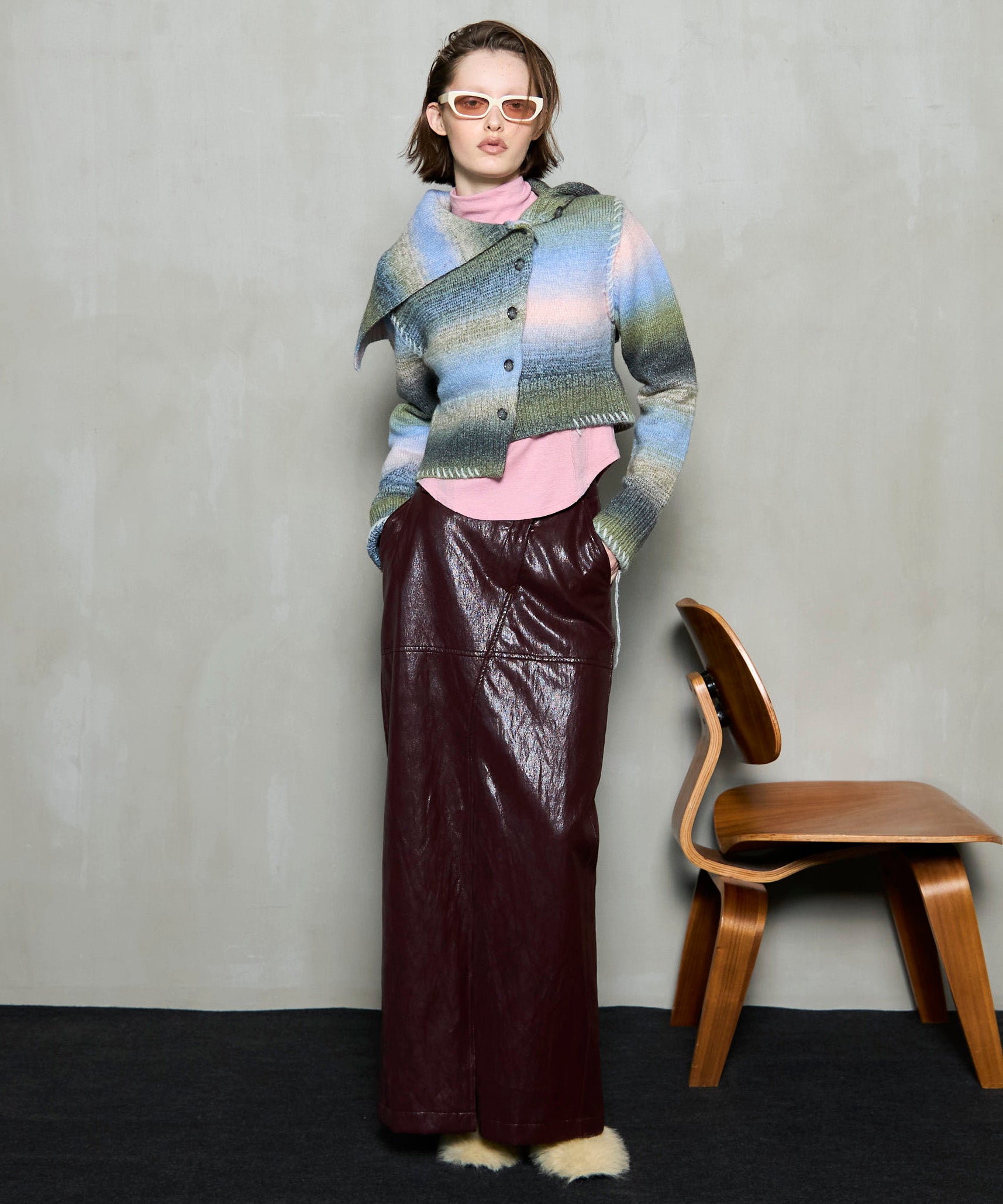 25WINTER preorder Asymmetry kasuri Knit Cardigan