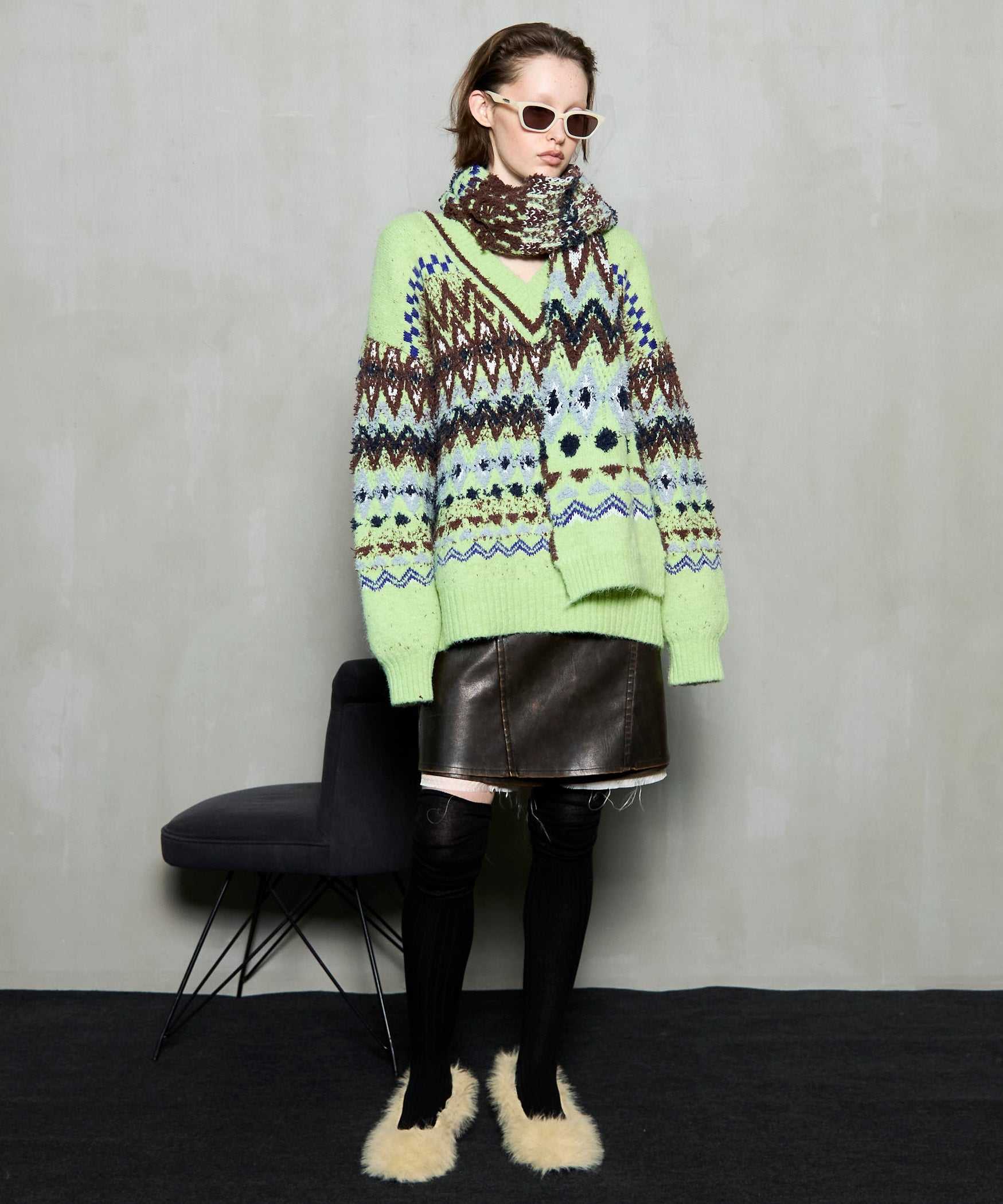 [25周期预订] Mokemoke Argyle针织套头衫