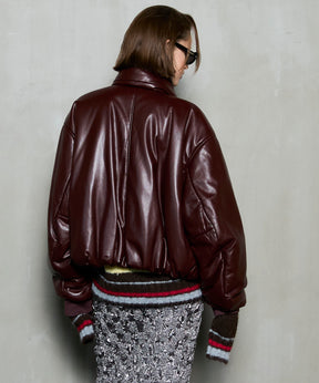 [25WINTER PRE-ORDER] Leather Puffer Jacket With Muffler