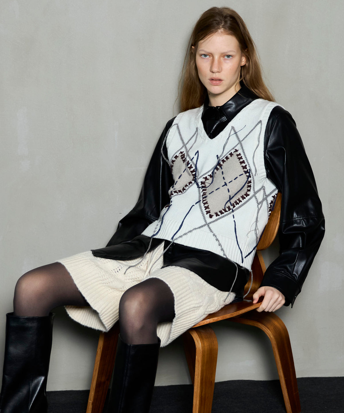 Stitch Argyle Knit Vest