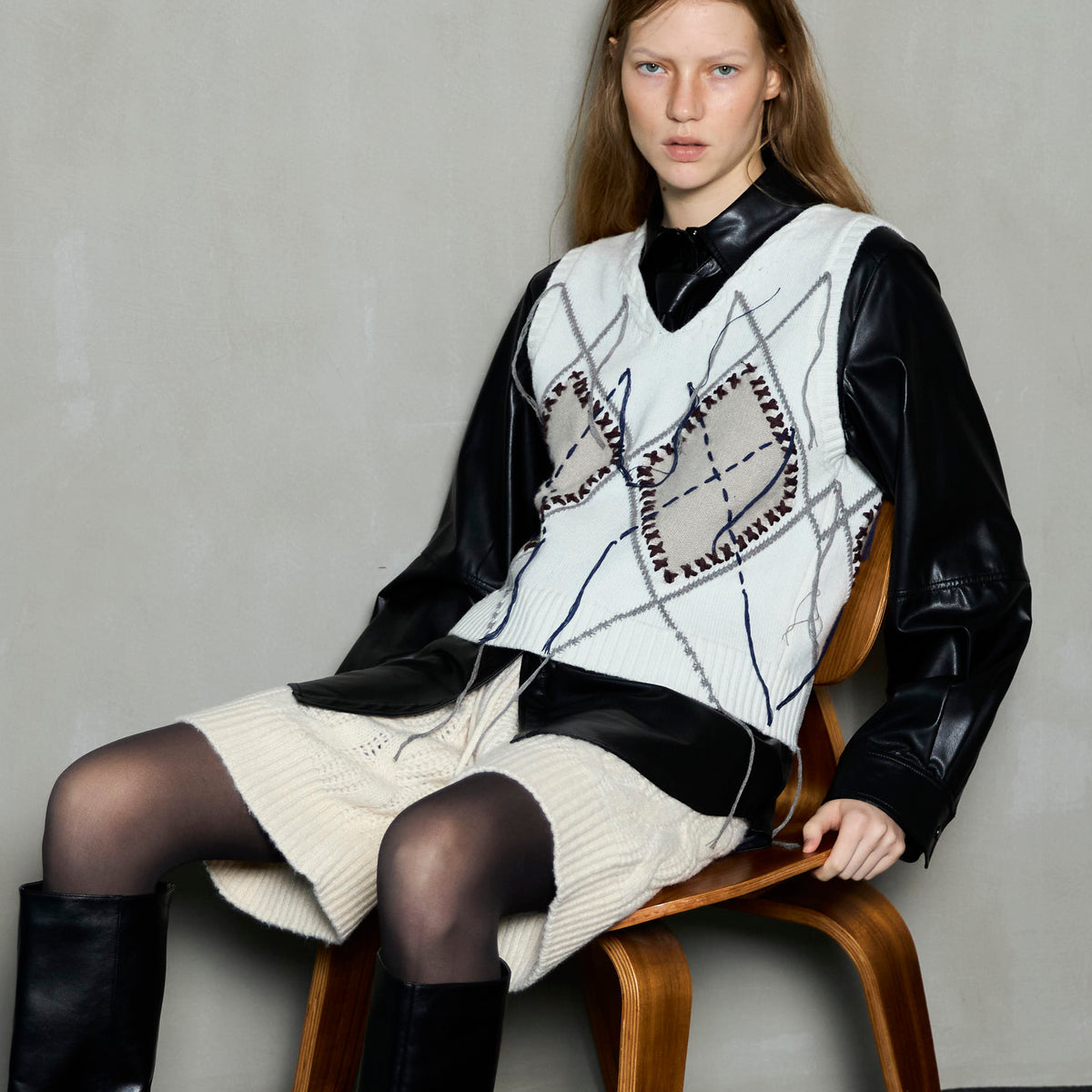 Stitch Argyle Knit Vest