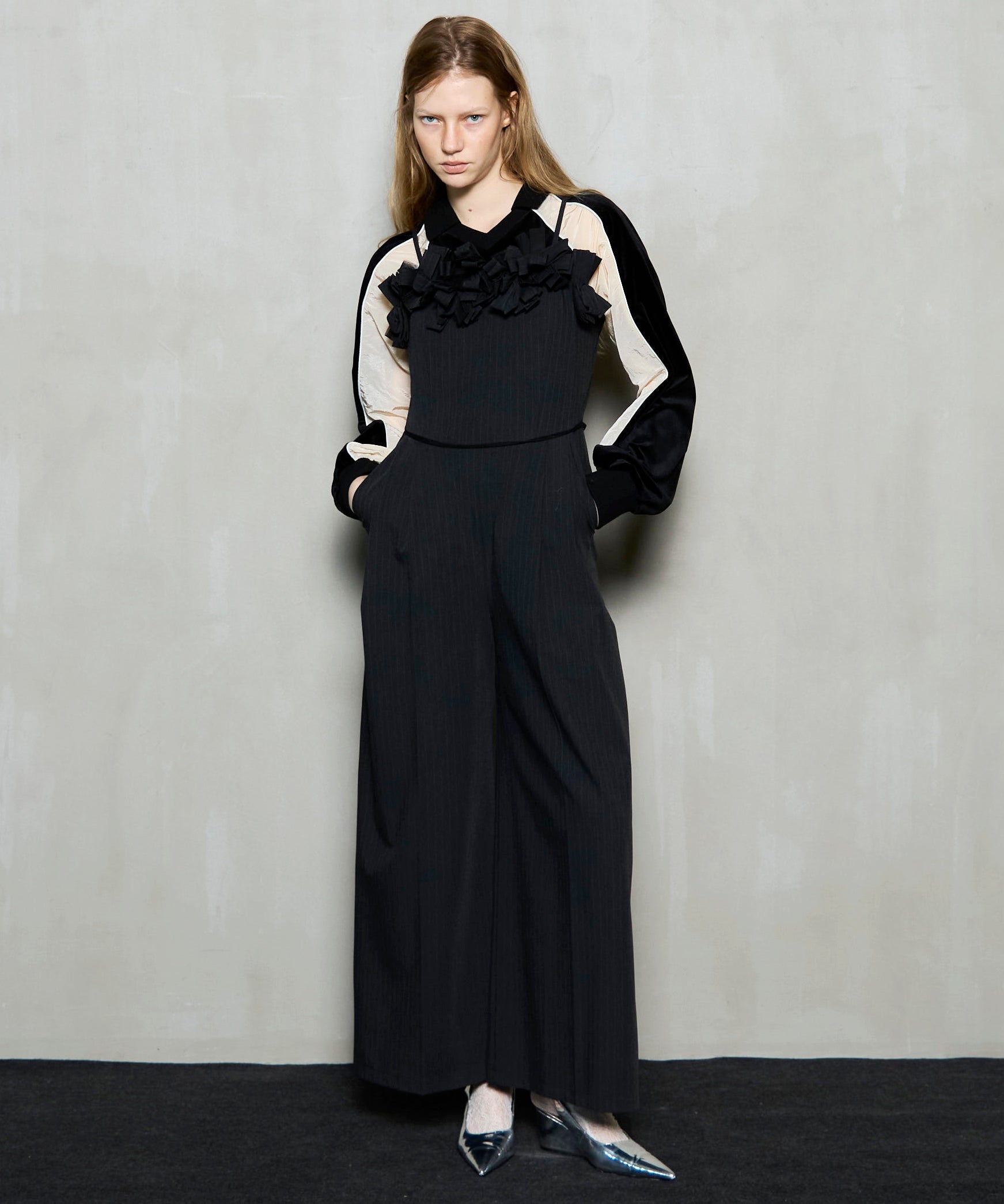 Velour Combination Sporty Jersey Tops