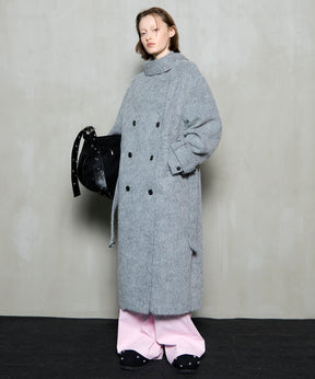 [25WINTER PRE-ORDER] Ribbon Collar Shaggy Long Coat