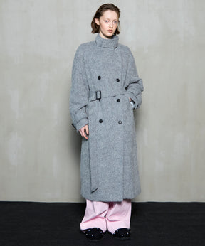 [25WINTER PRE-ORDER] Ribbon Collar Shaggy Long Coat
