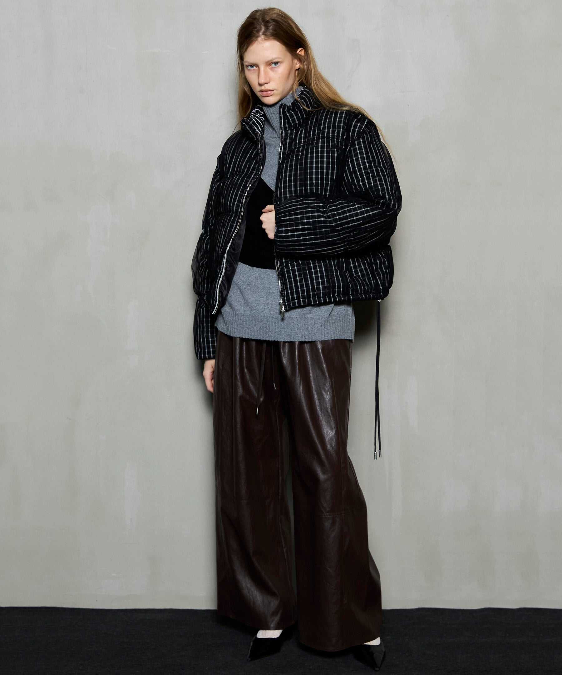 [25winter preoder] Wave Shirring Tulle Puffer Jacket