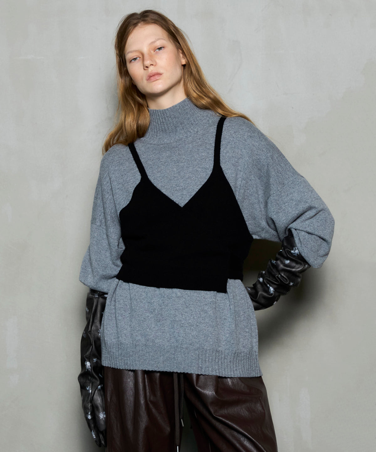 Bustier Knit Set Turtleneck Tops