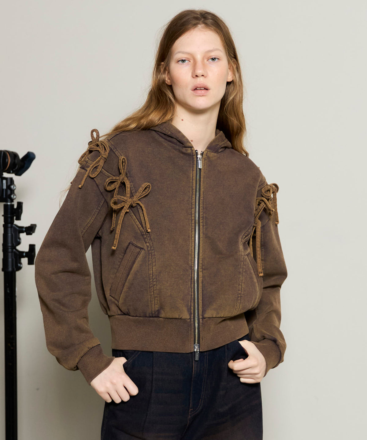 Shoulder Ribbon Hoodie