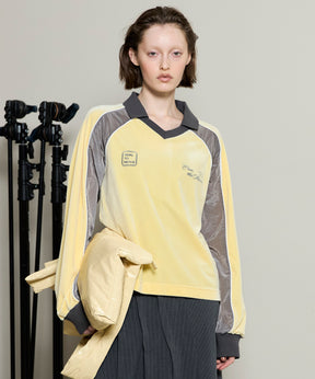 トップス MAISON SPECIAL/Sleeves Jersey Tops 25WINTER PRE-ORDER】Velour Combination Sporty Jersey Tops