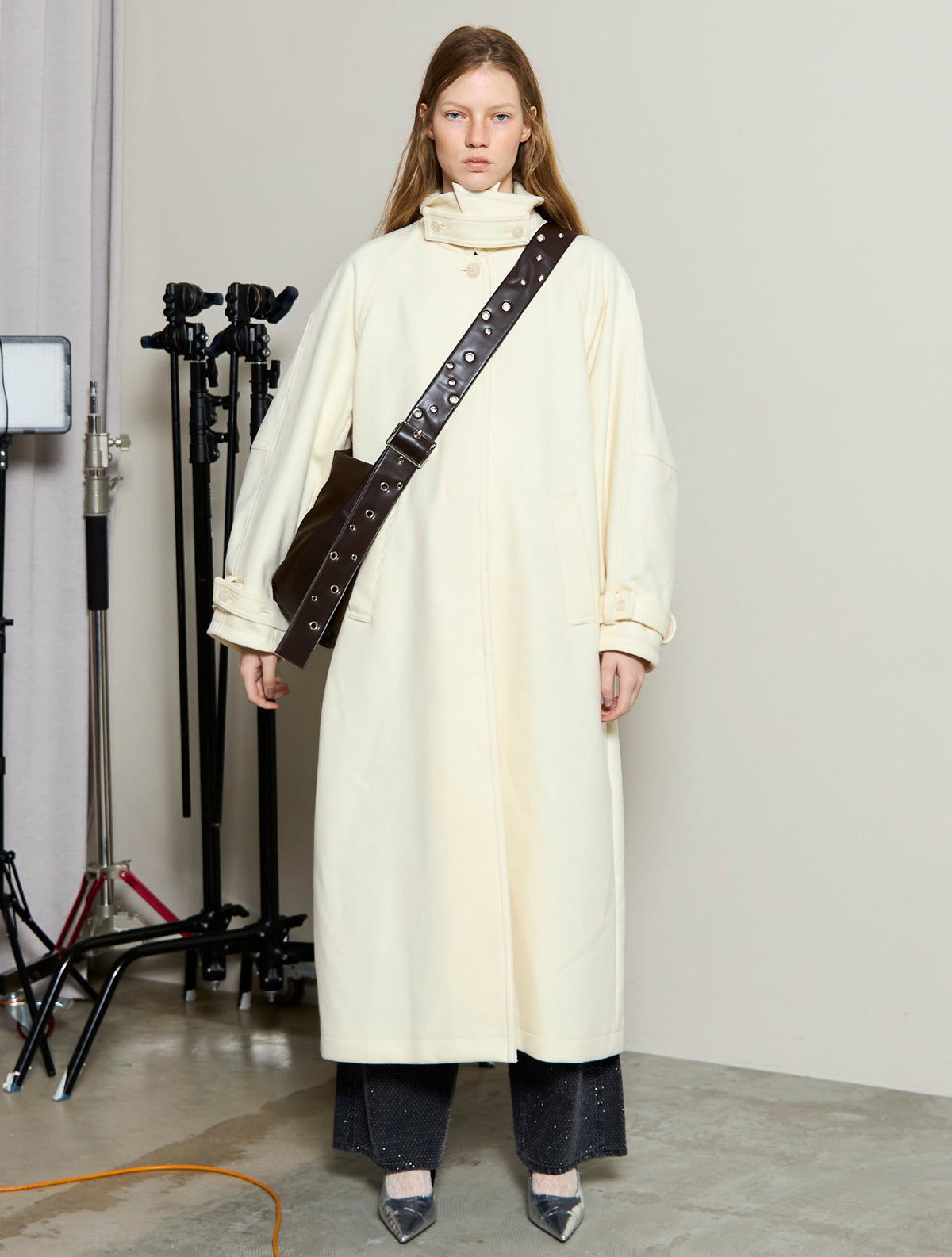 Clear Melton Balmacaan Coat