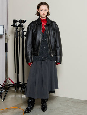 [25周期预订]真正的皮革拉链布鲁森