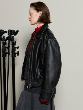 [25周期预订]真正的皮革拉链布鲁森