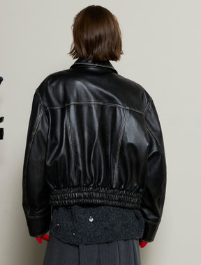 [25周期预订]真正的皮革拉链布鲁森