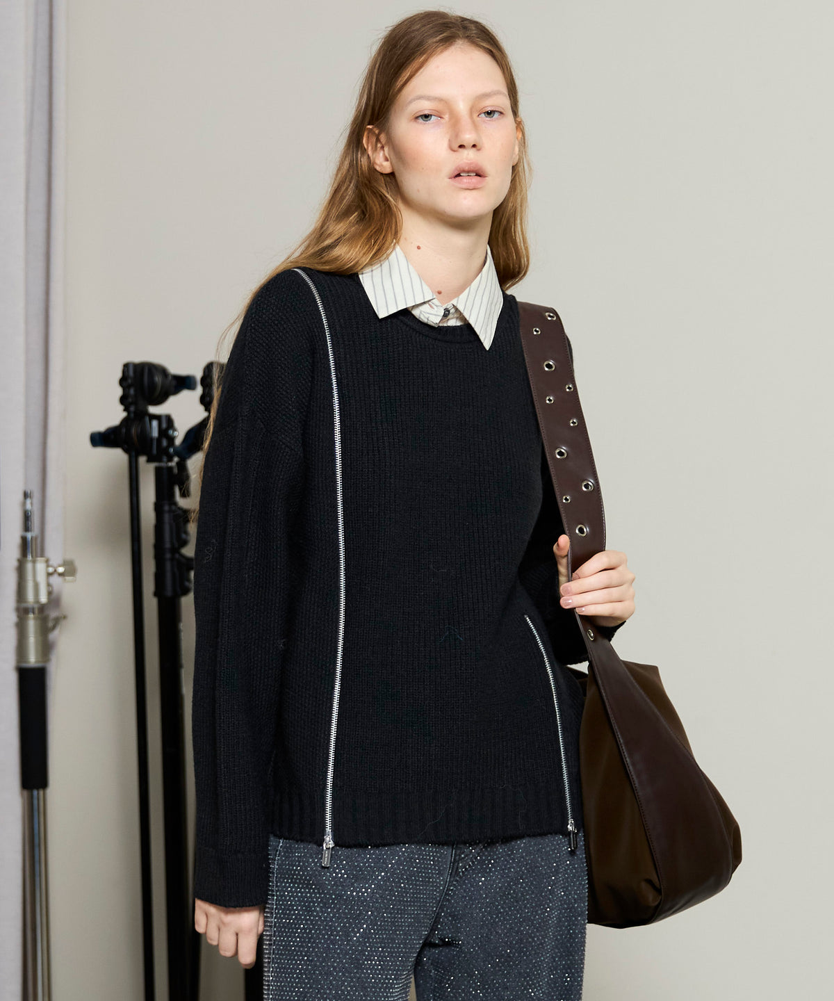 【PRE-ORDER】Long Zipper Knit Pullover