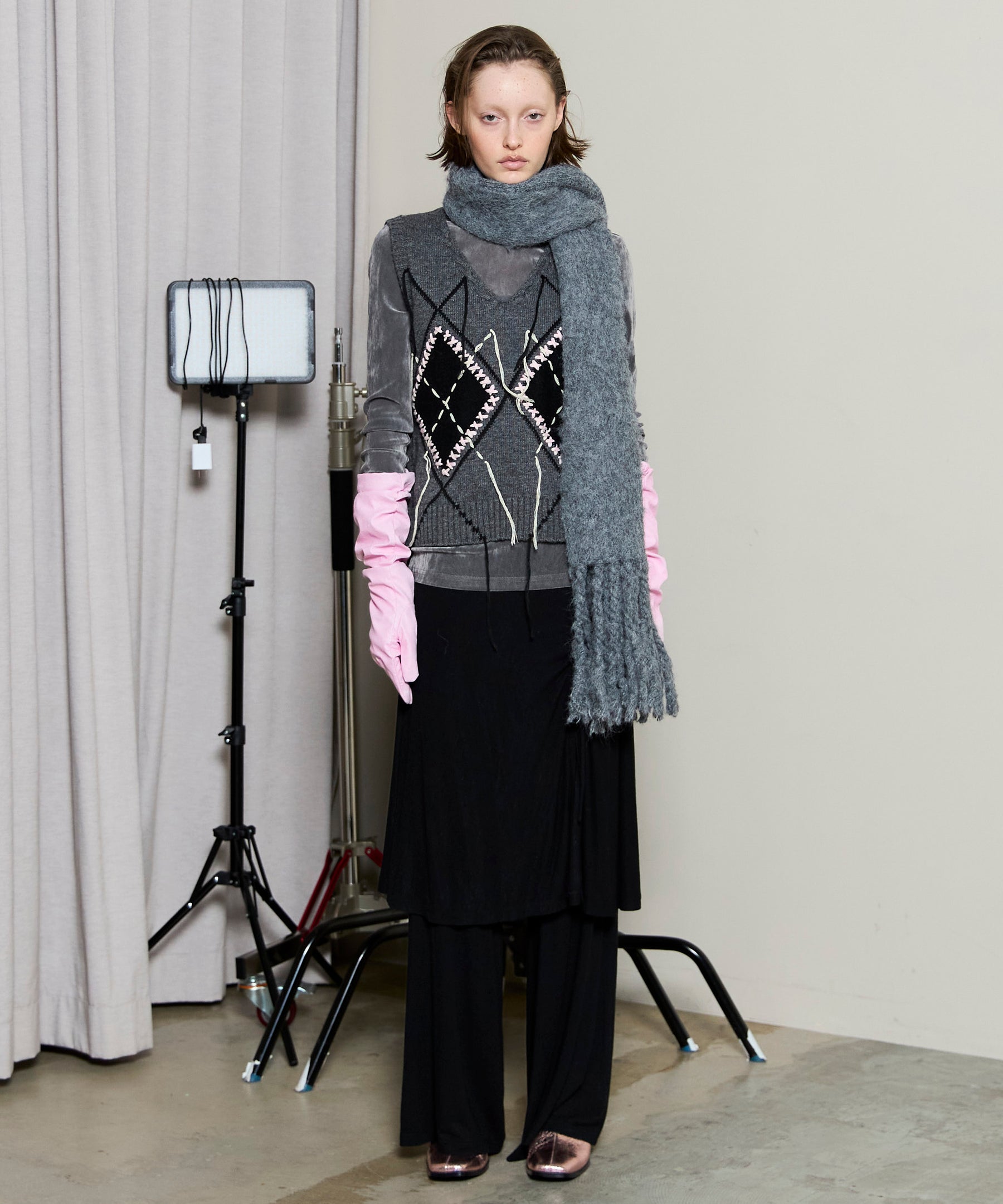 [25winter preoder] 스티치 아가일 니트 조끼