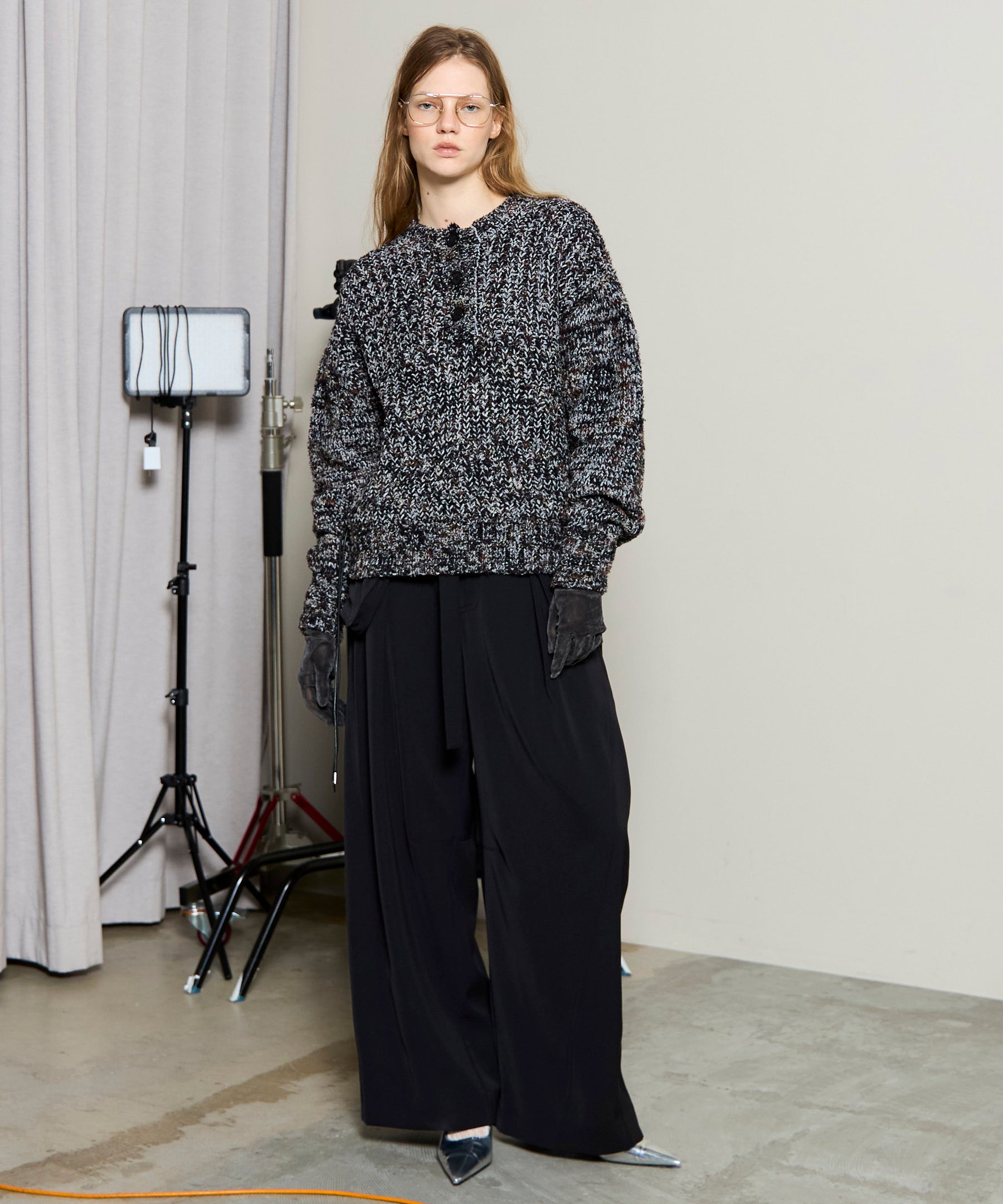 [25周期预订] 2向颈部混合针织套头衫