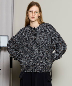 [25周期预订] 2向颈部混合针织套头衫