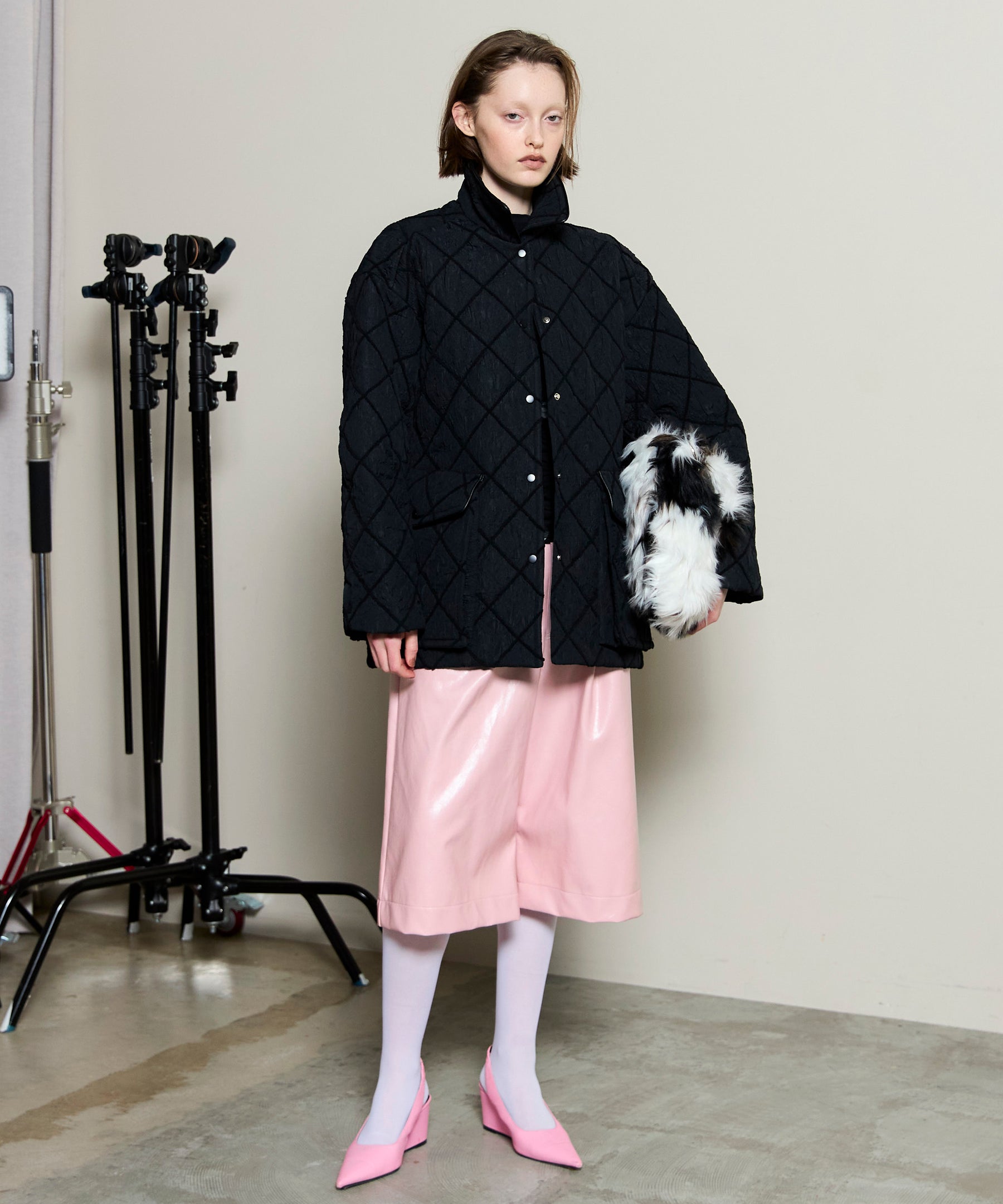 [25WINTER PRE-ORDER] Multi Fabric Mole Quilted Blouson