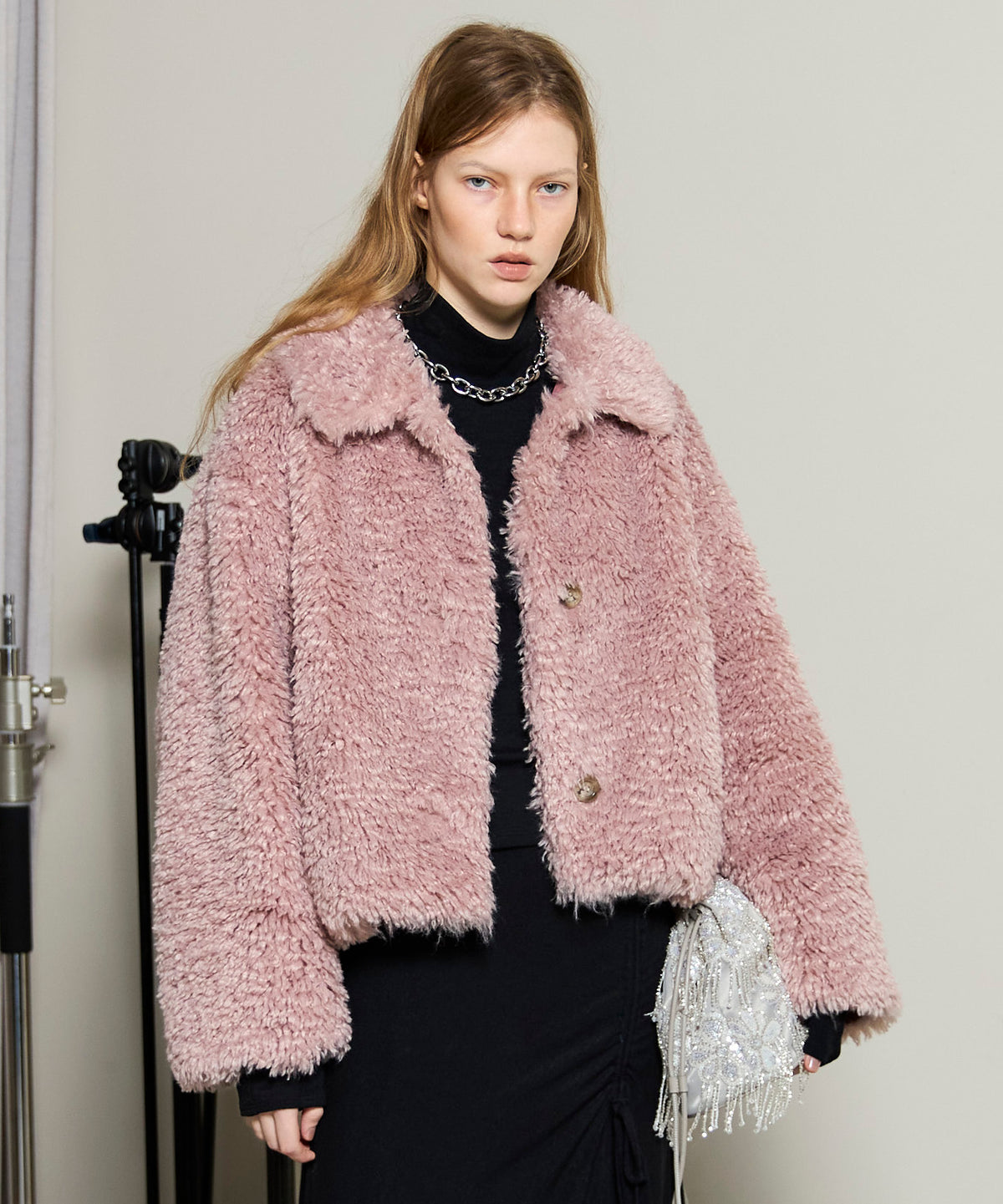 Pink Faux Fur Coat