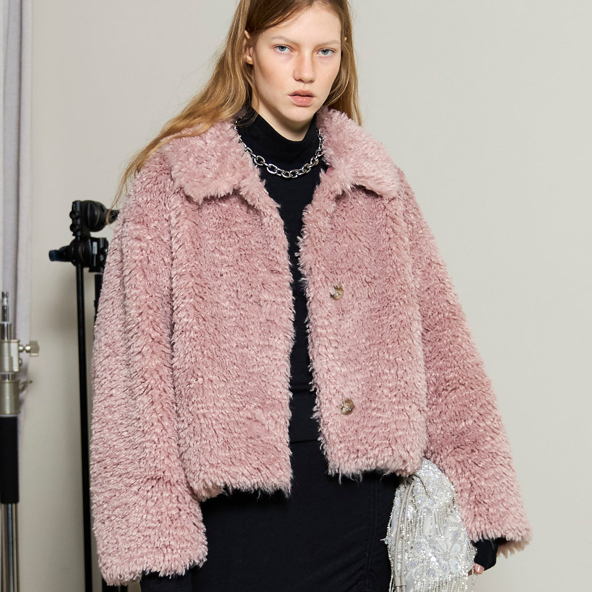 Pink Faux Fur Coat