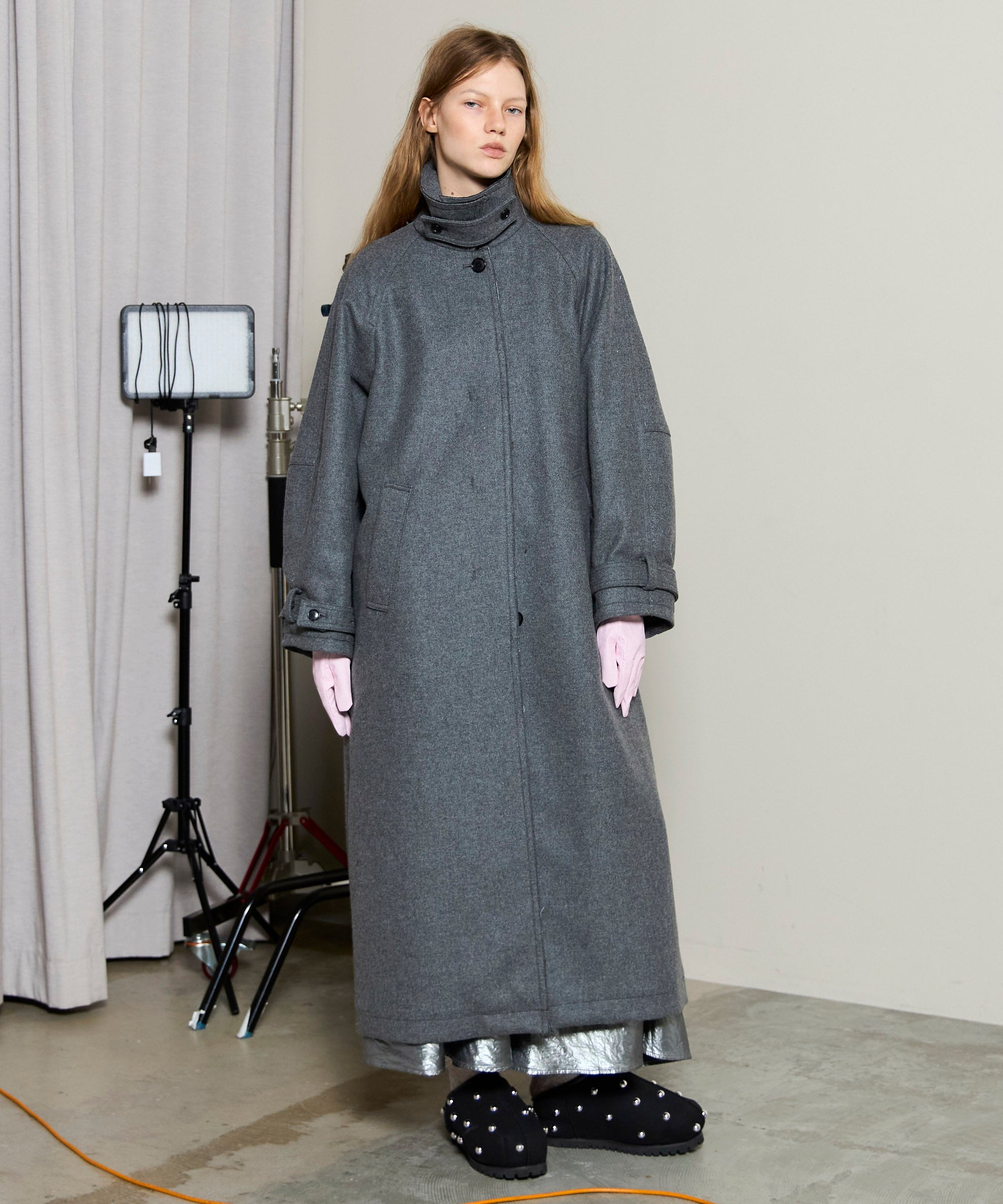 Clear Melton Balmacaan Coat