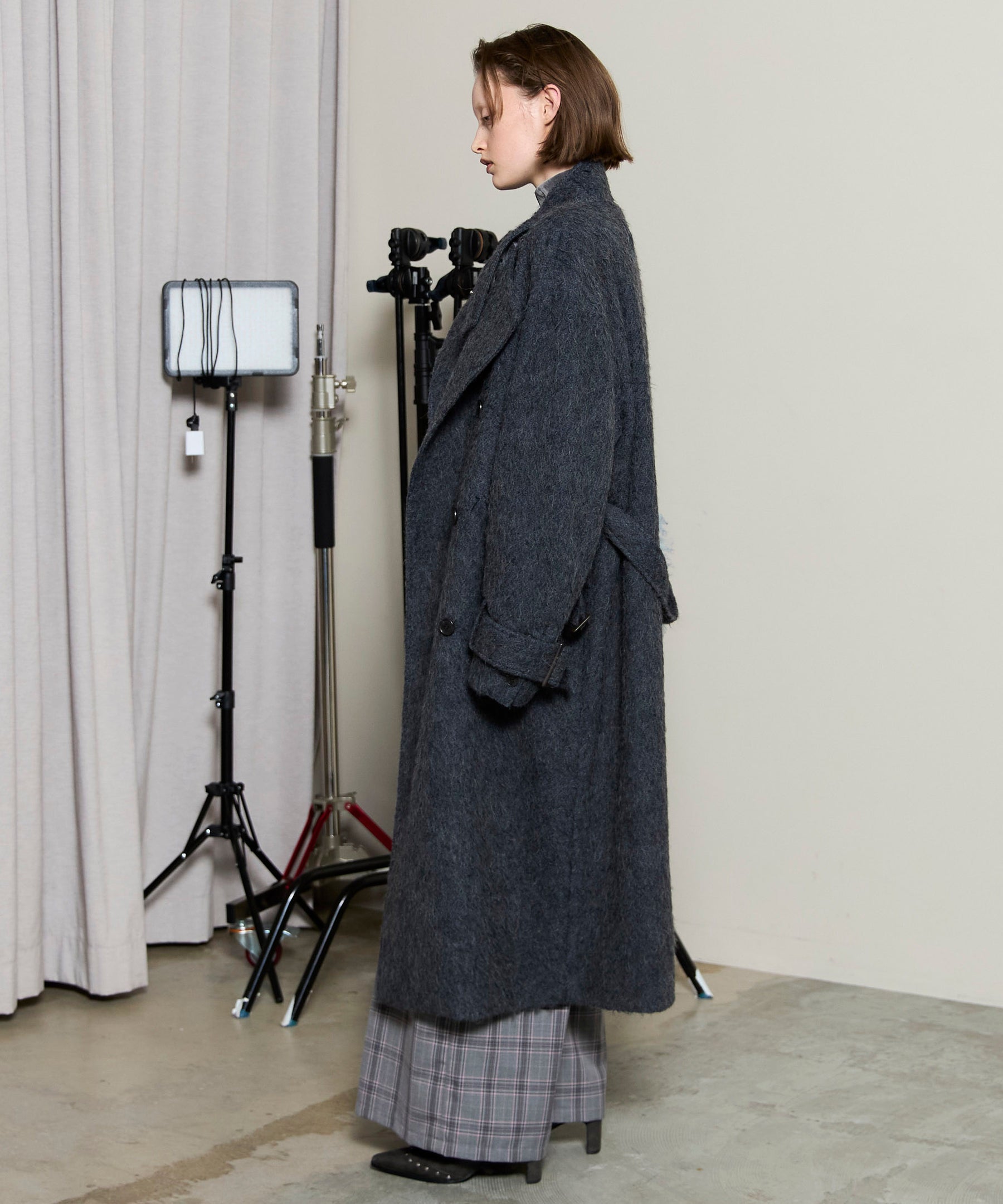 [25WINTER PRE-ORDER] Ribbon Collar Shaggy Long Coat