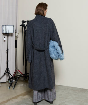 [25WINTER PRE-ORDER] Ribbon Collar Shaggy Long Coat