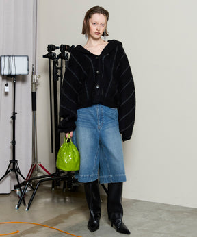 [25winter preoder] 파워 숄더 후드 니트 카디건