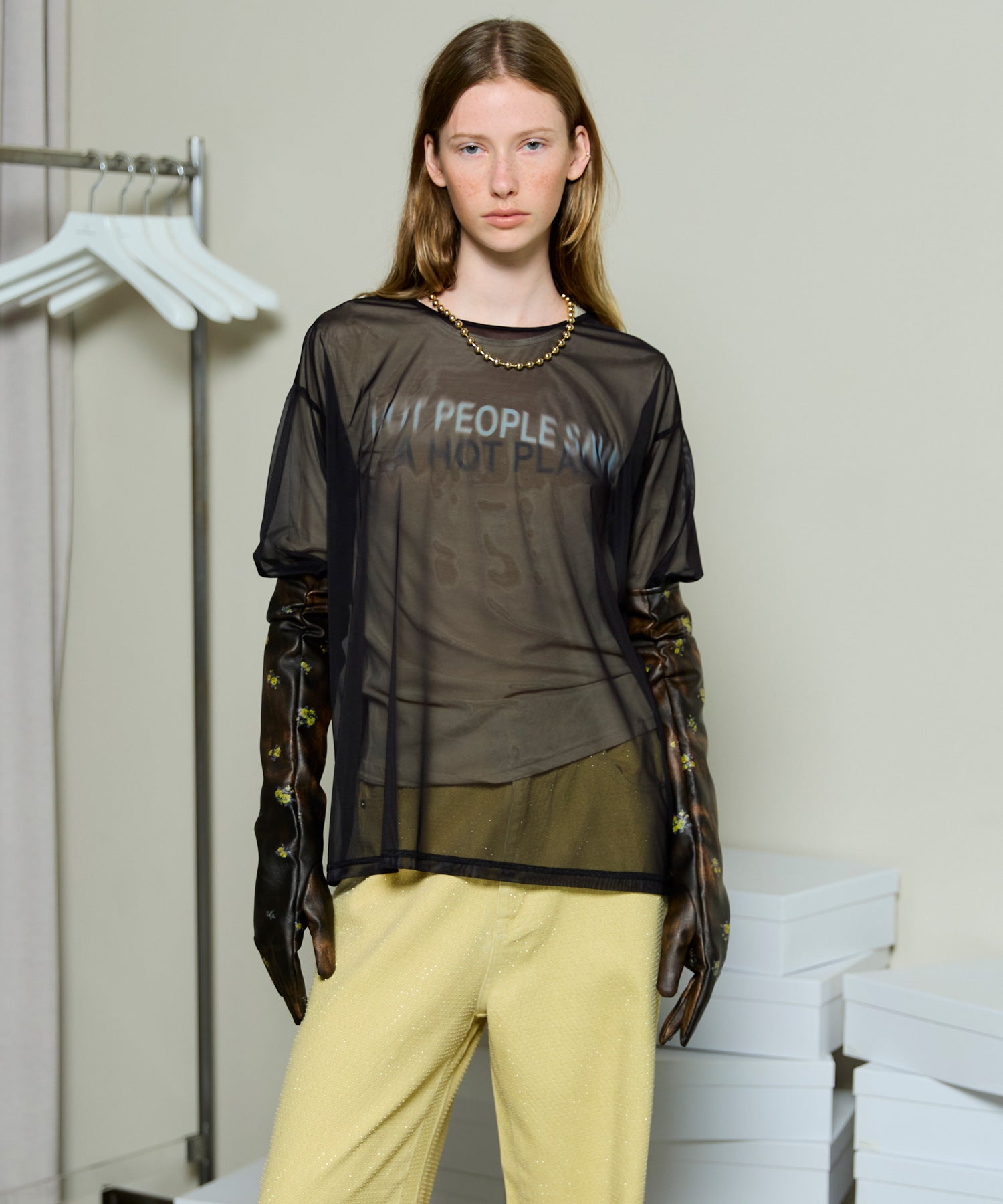 トップス share spirit long flare sleeve SALE】Sheer Layered Long Sleeve T-shirt