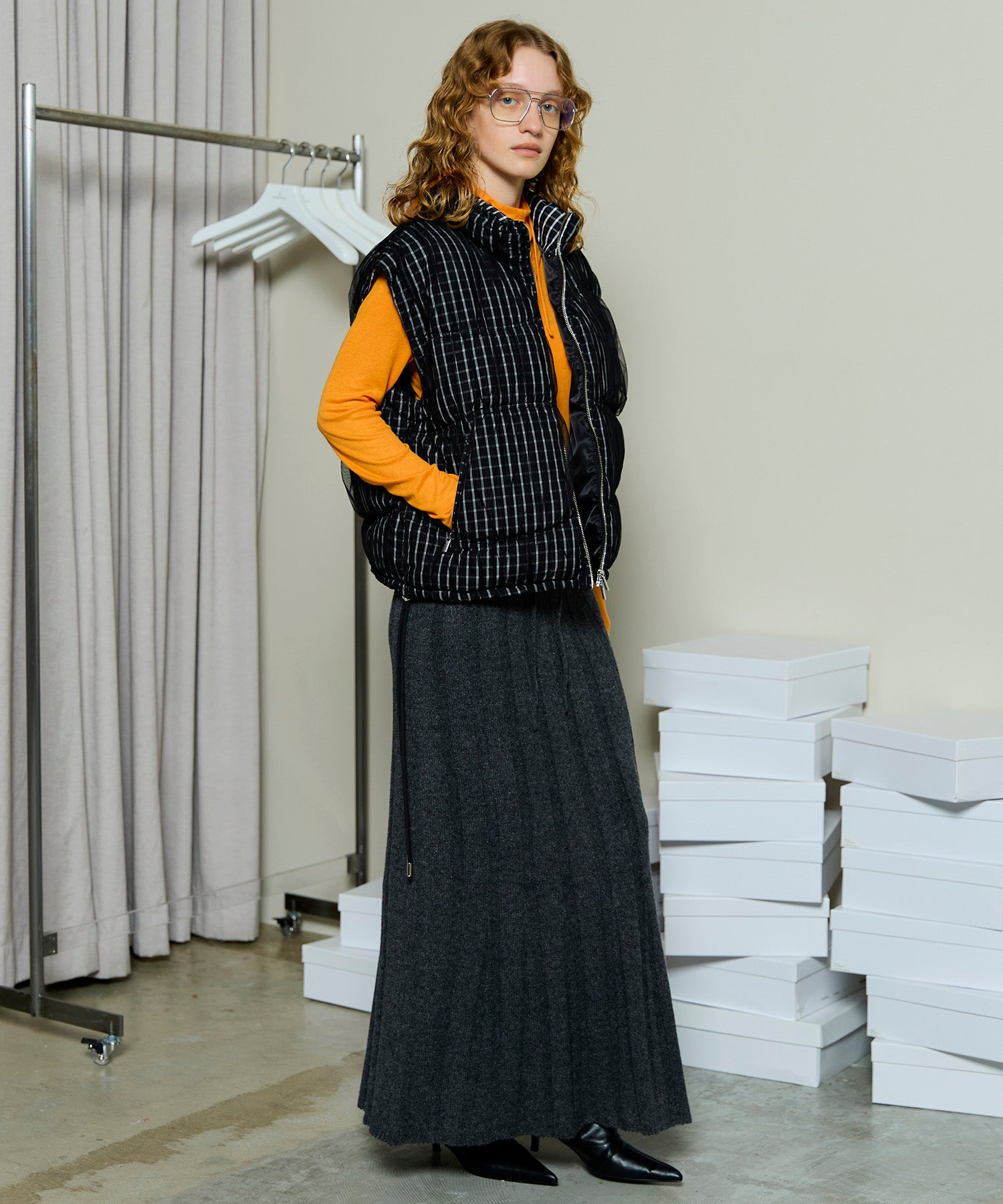 [25winter preoder] Wave Shirring Tulle Puffer Jacket