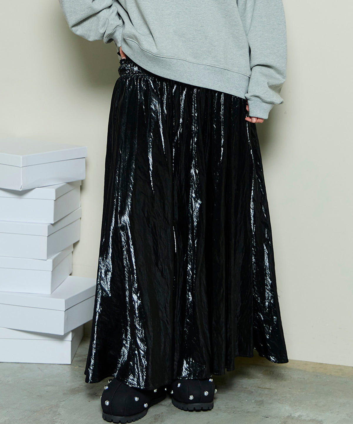 Metallic Flare Skirt