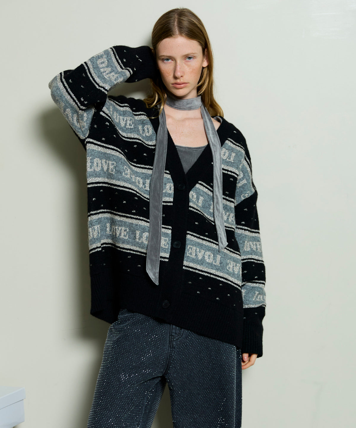 LOVE Jacquard Cardigan