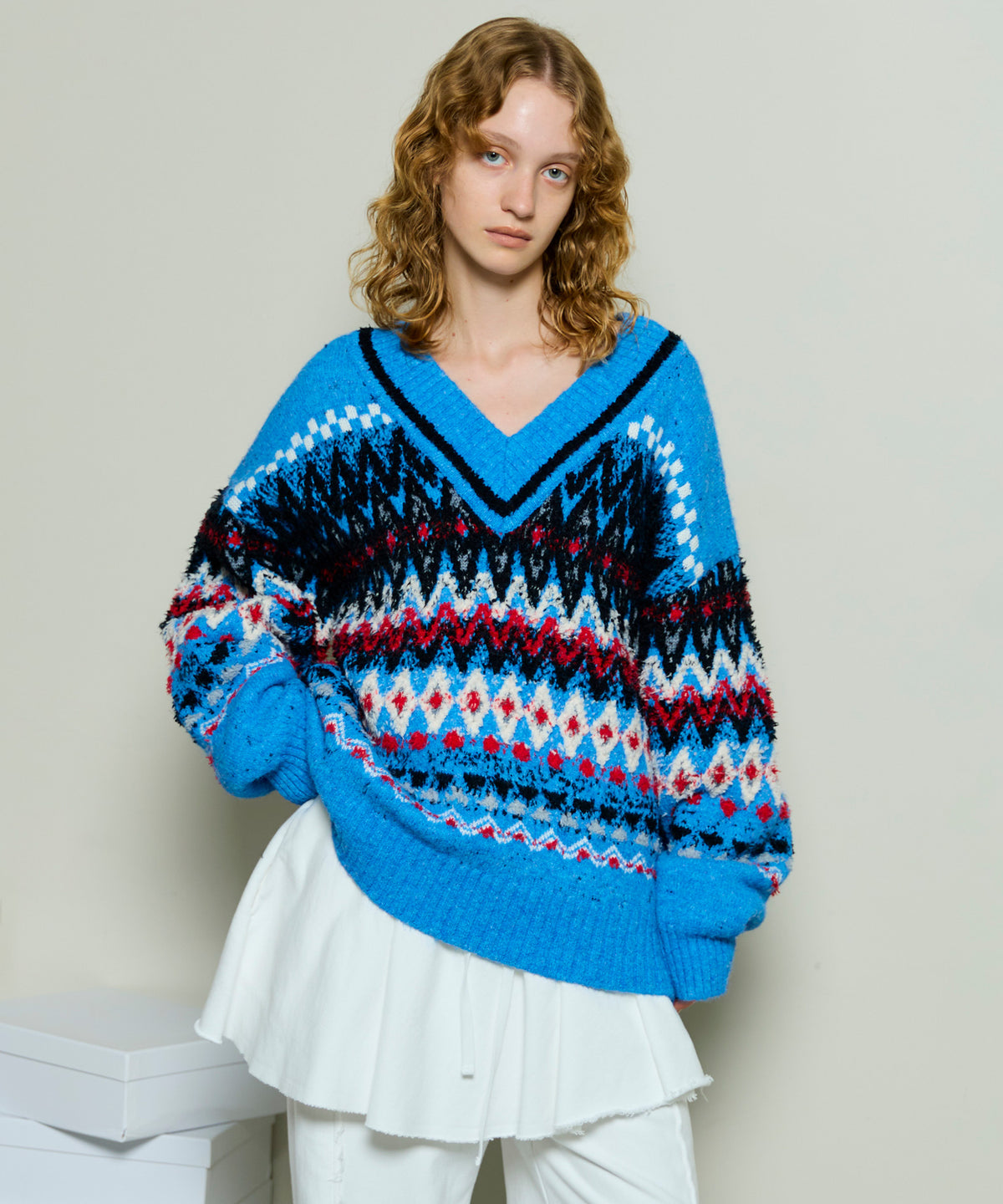 Mokemoke Argyle Knit Pullover