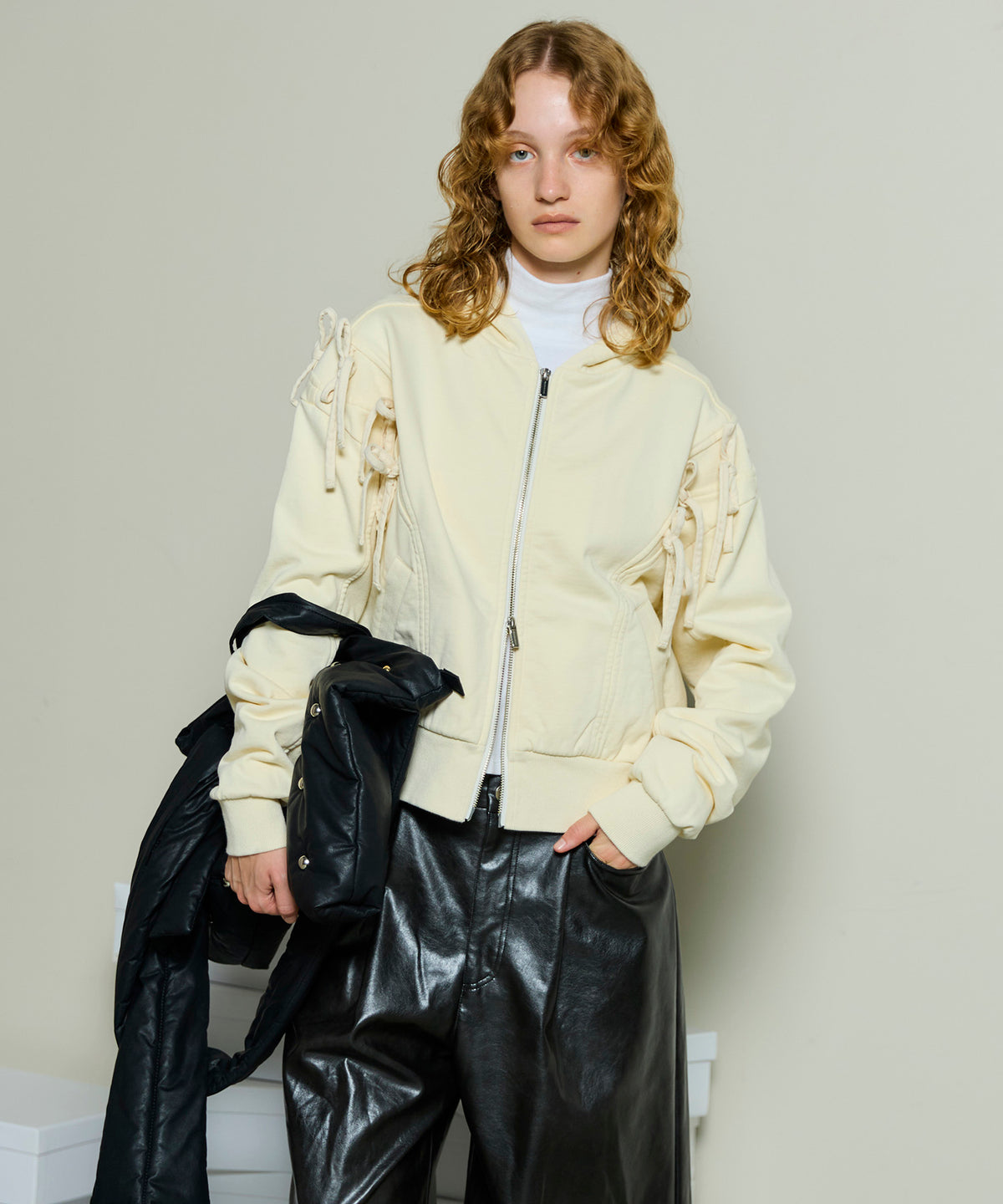 Shoulder Ribbon Hoodie