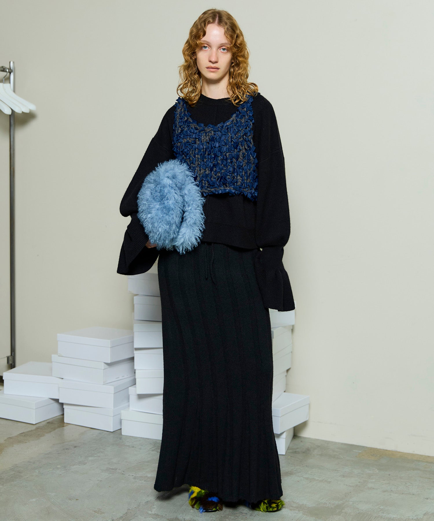 [25周期预订]随机肋骨编织喇叭裙