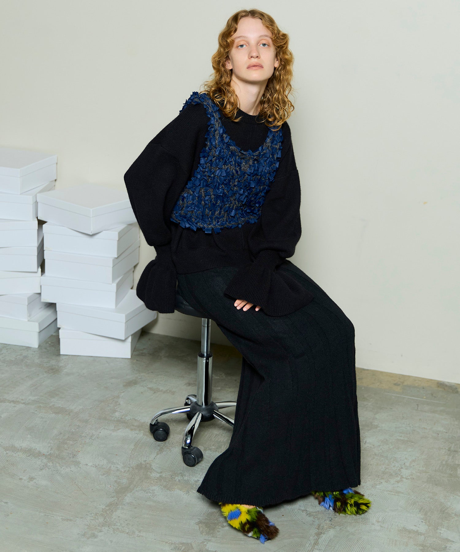 [25周期预订]随机肋骨编织喇叭裙