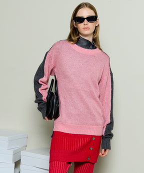 Kid Mohair Two-Tone Knit Top