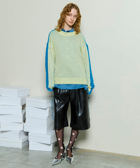 Kid Mohair Two-Tone Knit Top