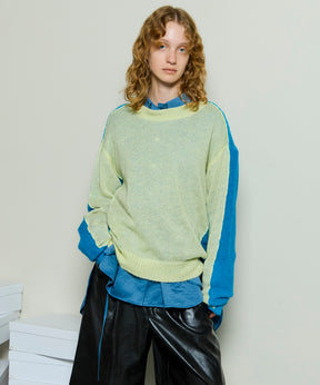 Kid Mohair Two-Tone Knit Top