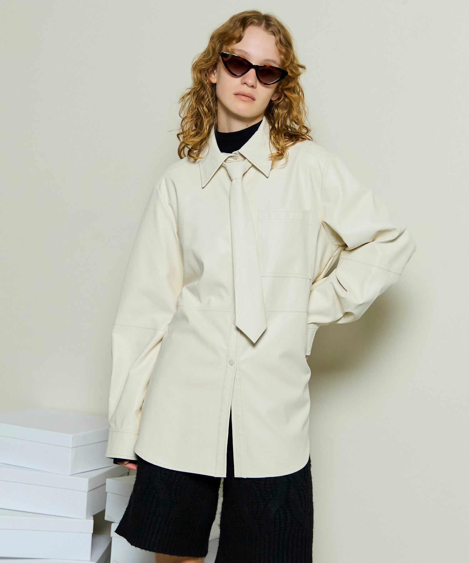 【25WINTER PRE-ORDER】Vegan Leather Tie Shirt