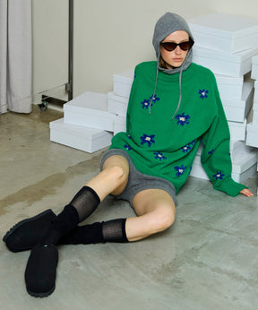 Many Flower Knit Pullover