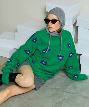 Many Flower Knit Pullover