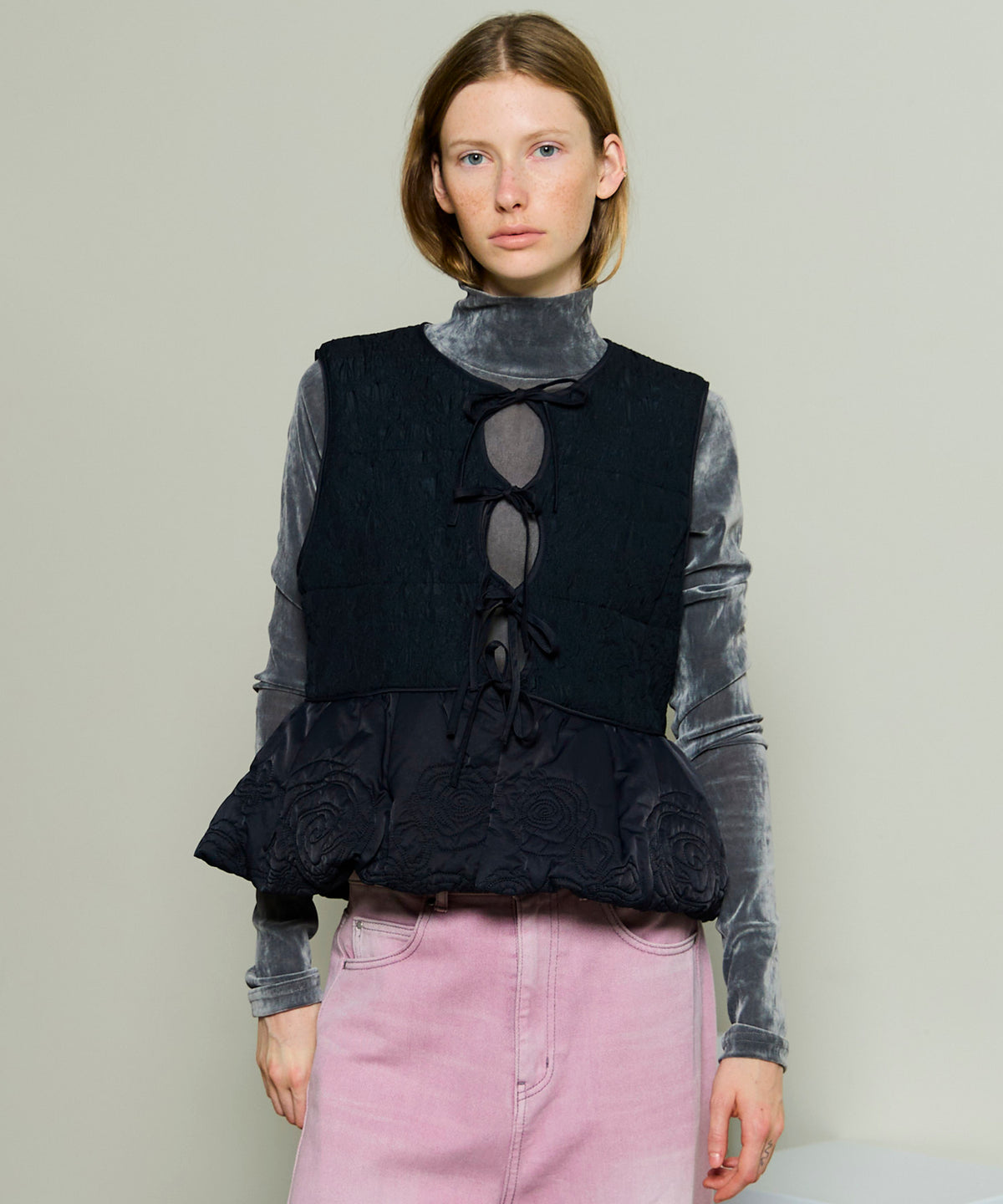 Embroidery Peplum Vest