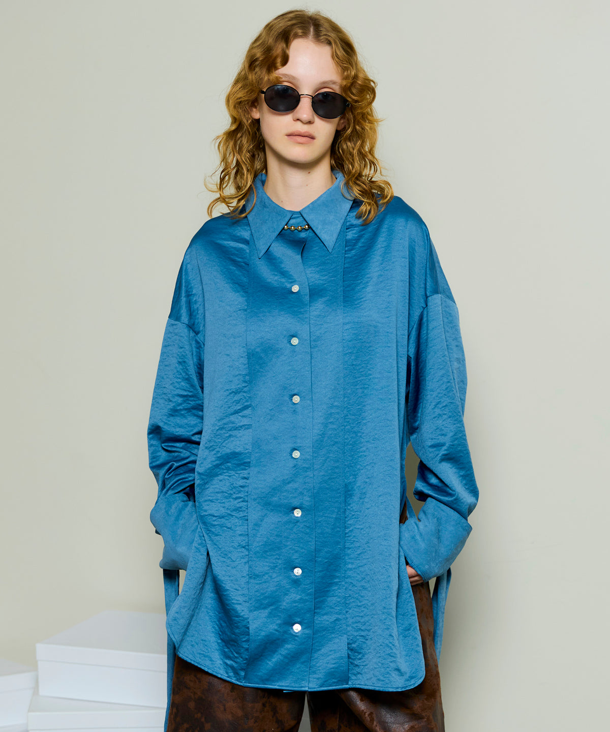 2way Satin Oversized Shirt