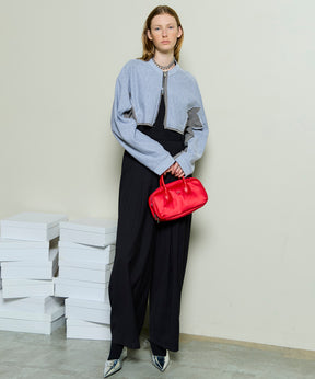 Different Material Docking Sweat Cardigan